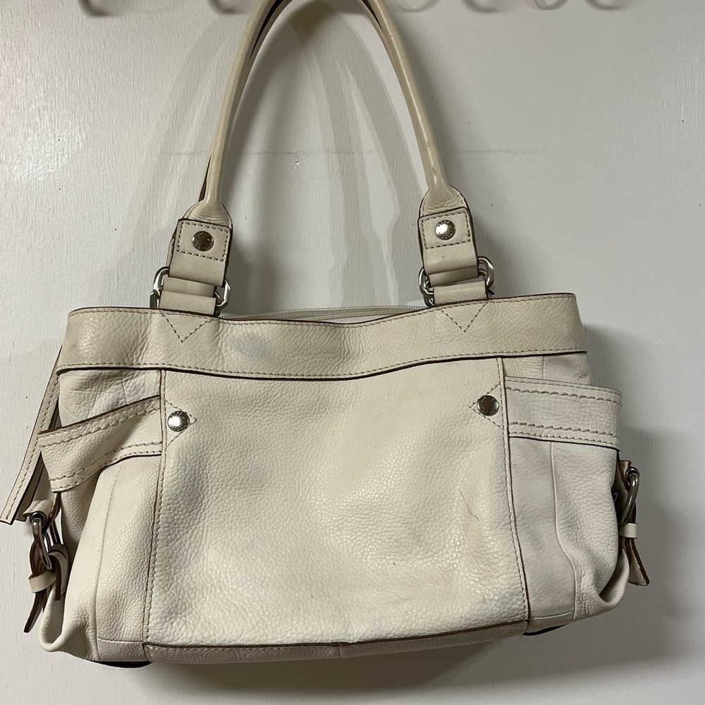 Vtg Fossil Off-White Leather Shoulder Bag